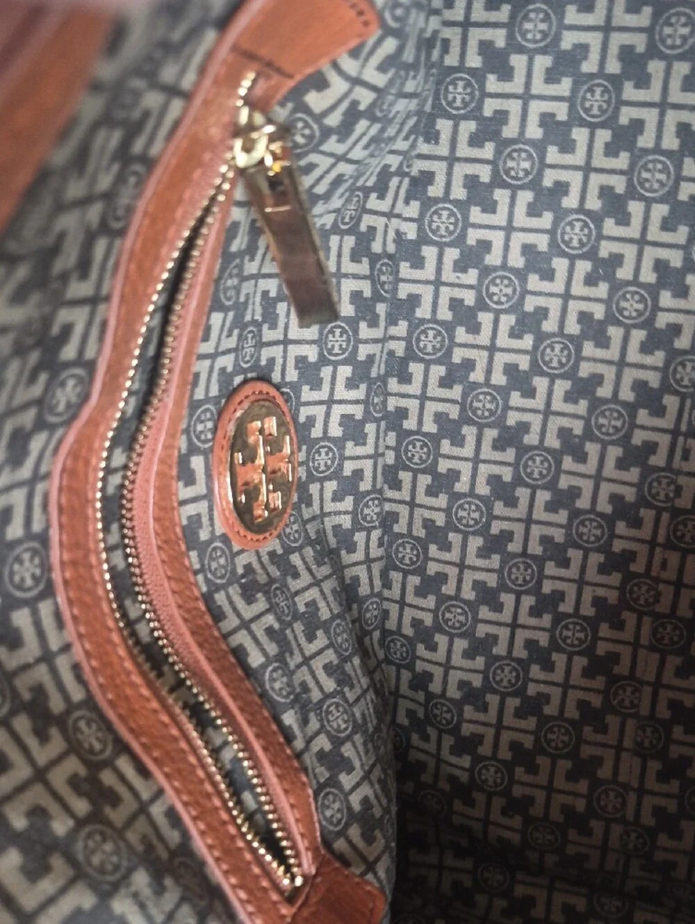 Tory Burch Leather Satchel in Cognac Tan with Gold Hardware